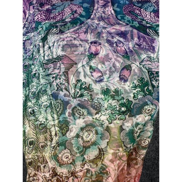 Vintage Y2K Fairygrunge Top Short Sleeve Rainbow Peacock Boho Whimsigoth Artsy - Picture 6 of 7